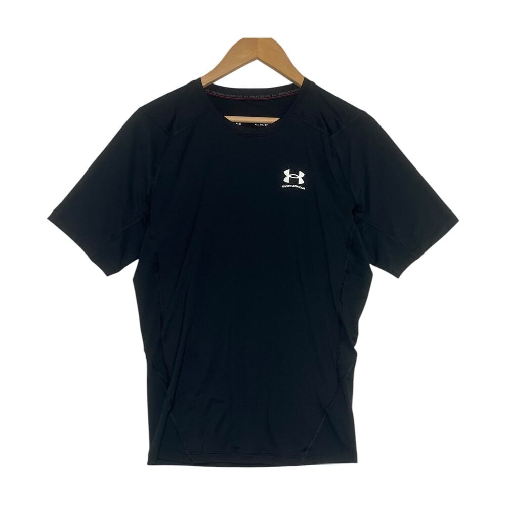 Under Armour HeatGear Shirt Mens XL Black Compression Athletic Performance Gym
